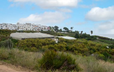 İspanya kıyılarındaki Endülüs tarımı bir bahar günü gökyüzünde bulutlarla
