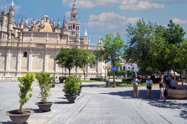 Själv Spanien Juli 2021 Turistvandring Gatan Sevilla Tue Södra Spanien — Stockfoto