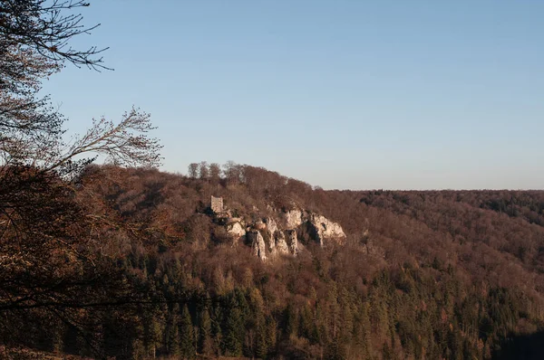 Ruína Castelo Medieval Hohengundelfingen Alb Swabian Inverno — Fotografia de Stock