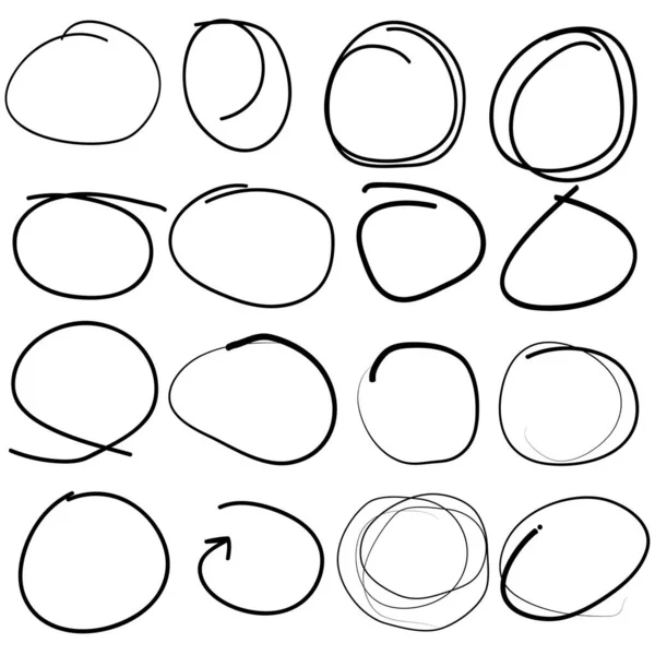 Beyaz arkaplanda izole edilmiş ve kullanımı kolay daireleri olan el çizimi ögeler
