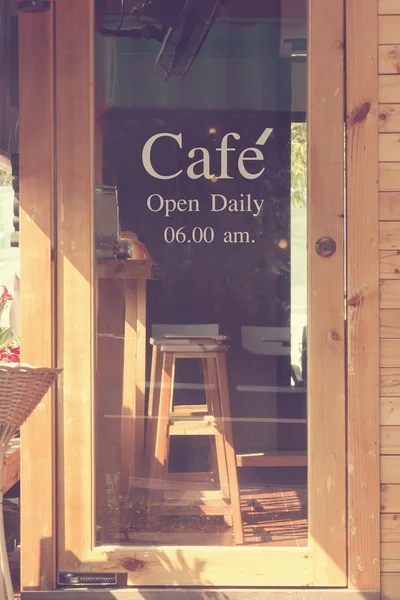 Text cafe in front of mirror coffee shop - vintage effect style — Stock Photo, Image