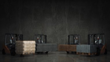 İnşaat malzemeleri ile forklift