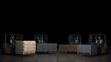 İnşaat malzemeleri ile forklift