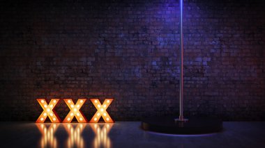 Kayan yazı hafif xxx mektup işareti, 3d render