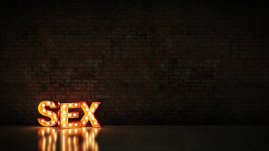 Kayan yazı hafif seks mektup işareti, 3d render