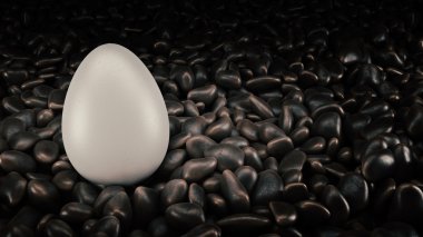 Gerçekçi 3d beyaz yumurta. 3D render