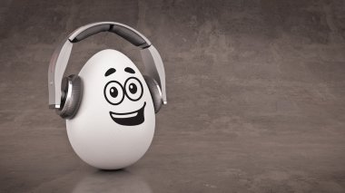 Olağandışı karikatür yumurta kulaklık. 3D render