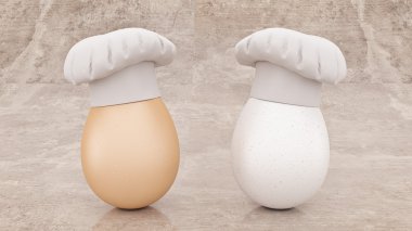 Şef yumurta. kavram aşçı. 3D render