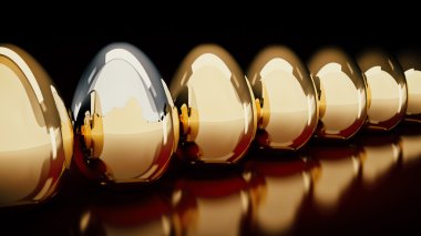 Altın ve gümüş yumurta. 3D render