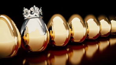 Altın ve gümüş yumurta. 3D render