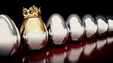 Altın ve gümüş yumurta. 3D render