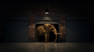 Ambar kapı fil. Yaratıcı kavramı. 3D render