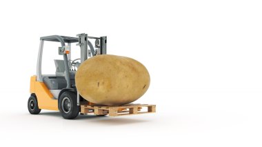 Modern forklift truck with potato clipart