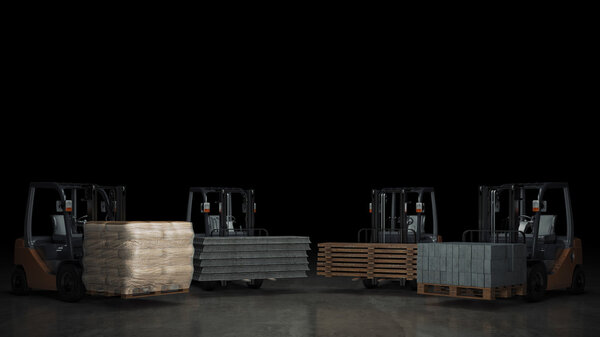 Forklift with building materials
