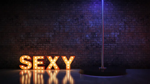 Sinal de carta sexy luz marquee, renderizar 3D — Fotografia de Stock