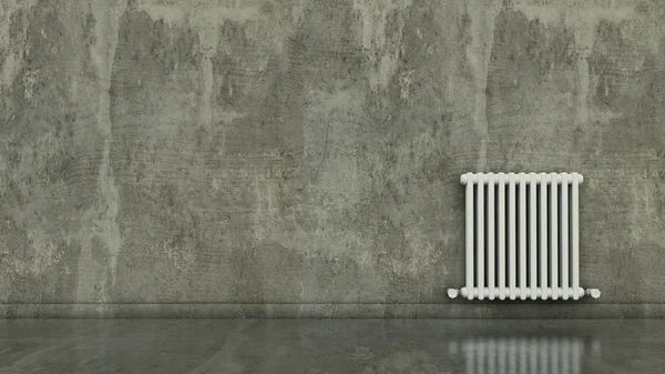 Радиатор на стене в пустой комнате, рендеринг 3D — стоковое фото
