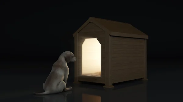 wooden dog's house. concept size dog's house