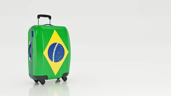 Mala com bandeira do Brasil. Renderização 3d — Fotografia de Stock