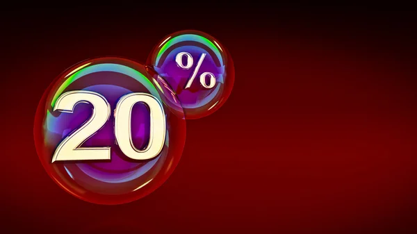 Bubbles 20 percent. 3d rendering — Stock Photo, Image