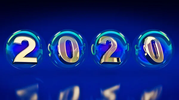 Burbujas 2020. renderizado 3d —  Fotos de Stock