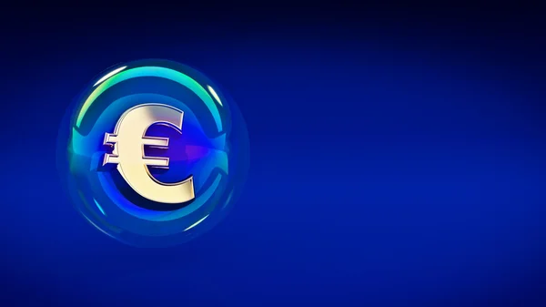 Symbol Euro v bublině. 3D vykreslování — Stock fotografie