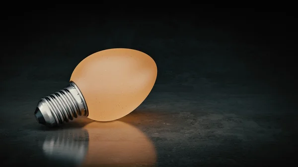 Lustiges und verrücktes Ei, das wie eine Glühbirne aussieht. 3D-Darstellung — Stockfoto