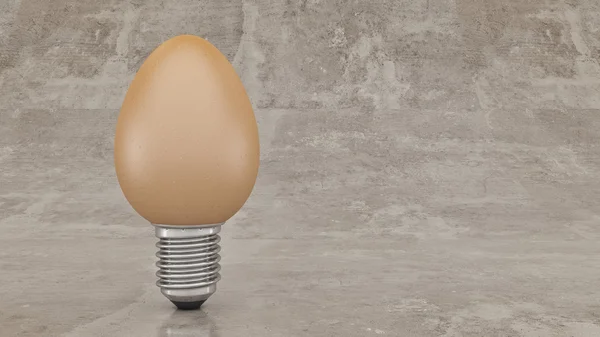 Uovo divertente e pazzo che sembra una lampadina elettrica. 3d Rendering — Foto Stock