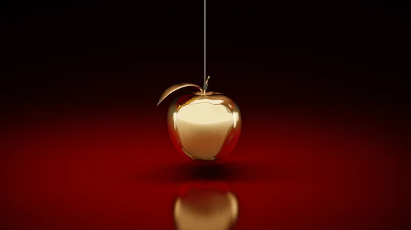 Золотое яблоко. 3d-рендеринг — стоковое фото