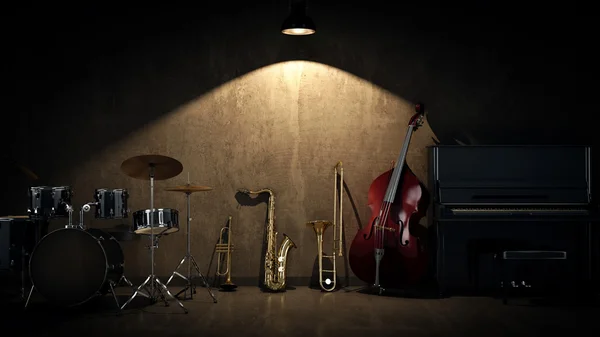 Instrumentos musicales. Renderizado 3D — Foto de Stock