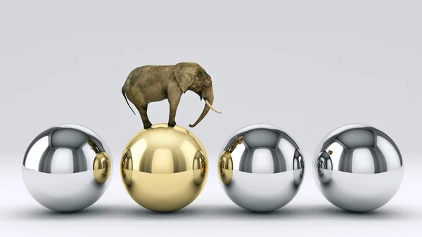 Elefante y pelota. Renderizado 3D —  Fotos de Stock