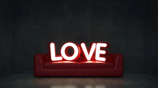 Šťastného Valentýna koncept. Láska u zdi. 3D vykreslování — Stock fotografie