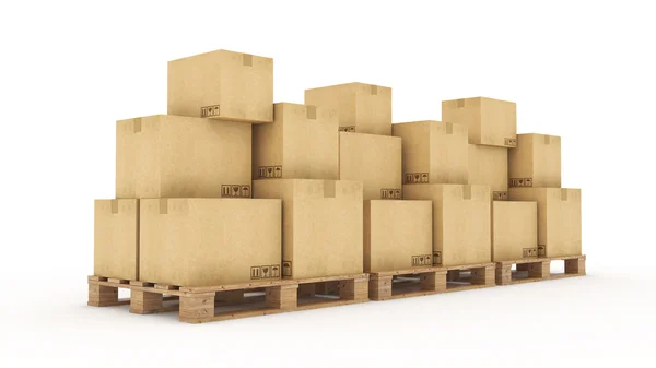 Boxes in empty room 3D — Stock Photo, Image