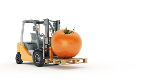 Moderne heftruck met tomaat — Stockfoto