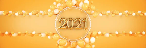 Numbers Happy New Year 2021 Helium Balloons Foil Numbers Christmas — Stock Photo, Image