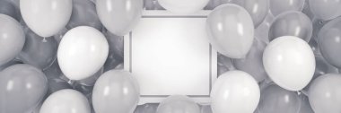 Balonlu ve çerçeveli yatay pankart. 3d oluşturma