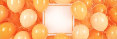 Balonlu ve çerçeveli yatay pankart. 3d oluşturma
