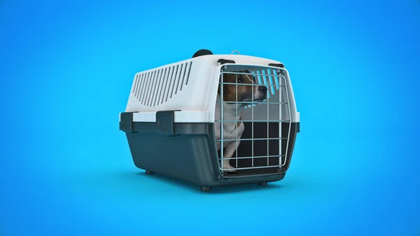 Contenedor Para Transporte Los Animales Con Perrito Pequeño Renderizado — Foto de Stock