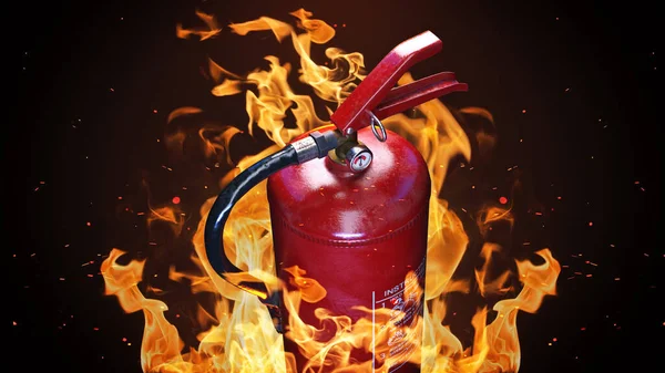 Extintor Incendios Fondo Fuego Representación — Foto de Stock