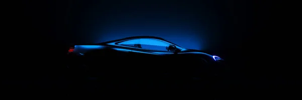 Sports car, studio setup on a dark background. 3d rendering
