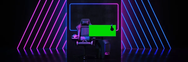 Professional Gamers Game Chair Concept Cyber Sport Arena Rendering — ストック写真