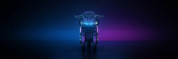 Motocicleta Estúdio Montado Fundo Escuro Renderização — Fotografia de Stock