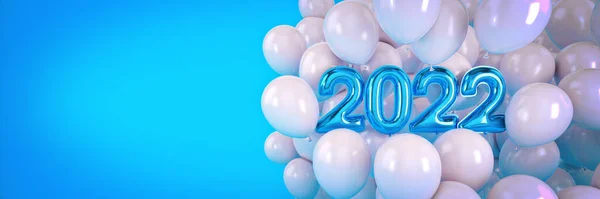 Numbers Happy New Year 2022 Helium Balloons Foil Numbers Christmas — Stock Photo, Image