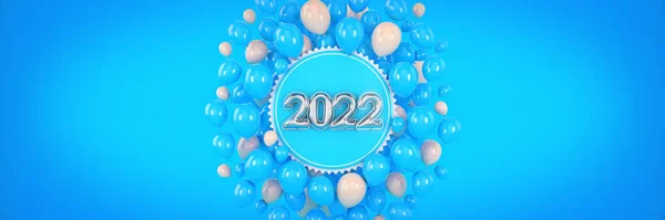 Zahlen Für Ein Gutes Neues Jahr 2022 Heliumballons Foliennummern Luftballons — Stockfoto