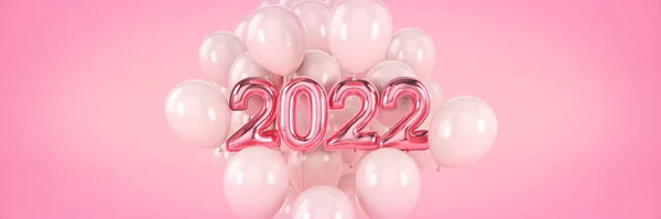 Numbers Happy New Year 2022 Helium Balloons Foil Numbers Christmas — Stock Photo, Image