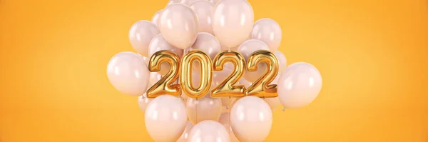 2022年新年あけましておめでとうございます ヘリウム気球 箔番号 クリスマス2022気球 3Dレンダリング — ストック写真