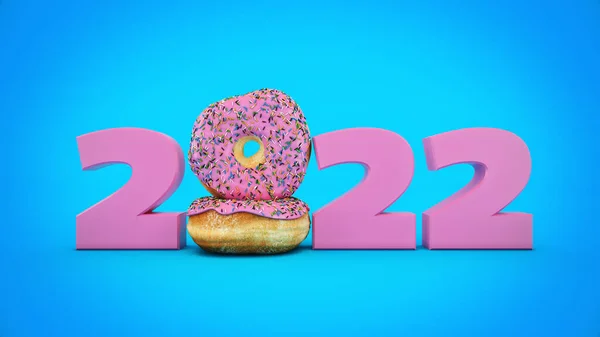 Donut Concept 2022 New Year Sign Rendering — Stock Photo, Image