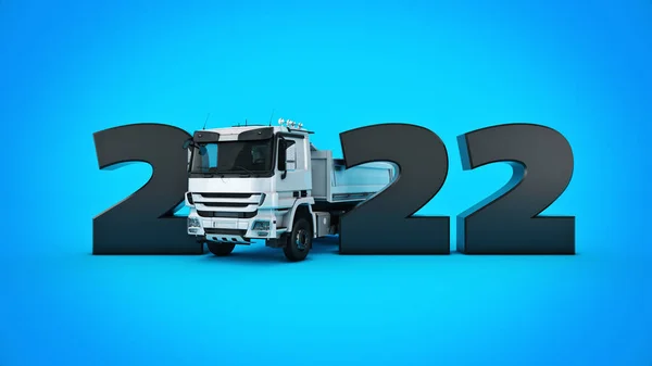 Truck Έννοια 2022 Νέο Έτος Σημάδι Απόδοση — Φωτογραφία Αρχείου