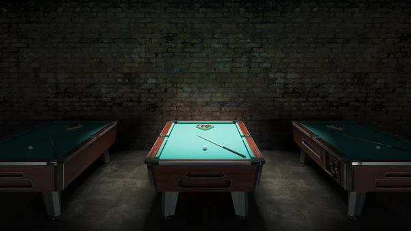 Table de billard avec mur de briques — Photo