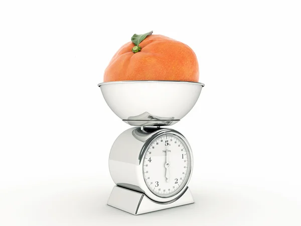 Kuchyňská váha s obří mandarinky — Stock fotografie
