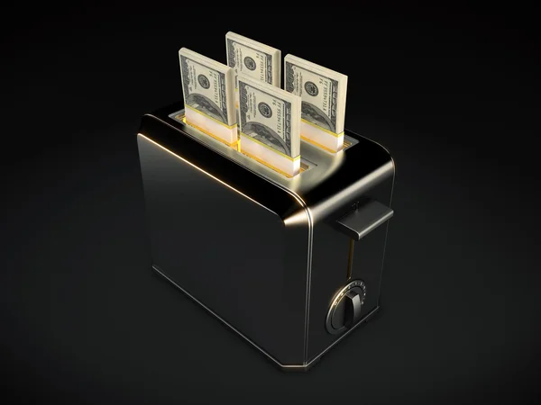 Business concept - 100 bills with toaster — Stock Photo, Image